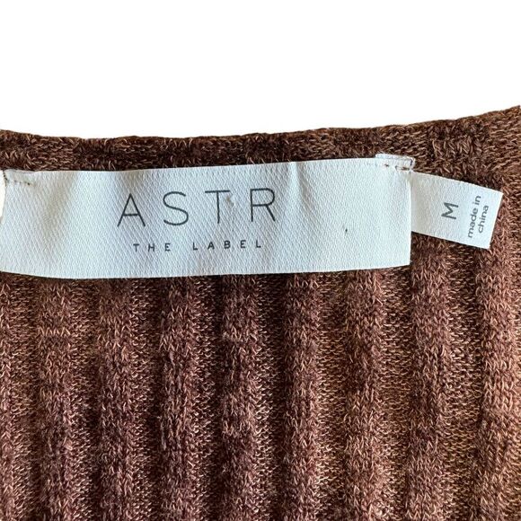 ASTR The Label Hi-Slit ribbed brown stretch knit Midi Dress Sz Medium Bodycon - Picture 5 of 10